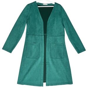 Anthroplogie Solitaire Green Fuax Suede Boho Midi Jacket, Medium